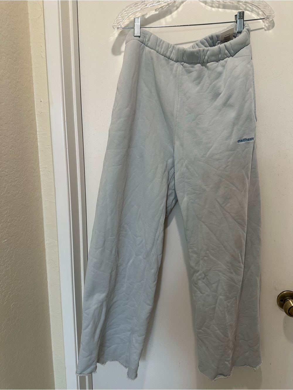 Madhappy Light Blue Unisex Heavyweight Sweatpants Size Small Raw Hem